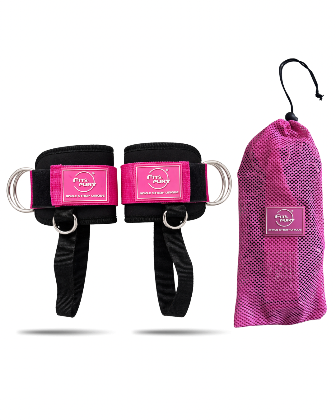 Tobilleras para la polea baja -Ankle Straps 3PRO -Negro con Rosa Barbie