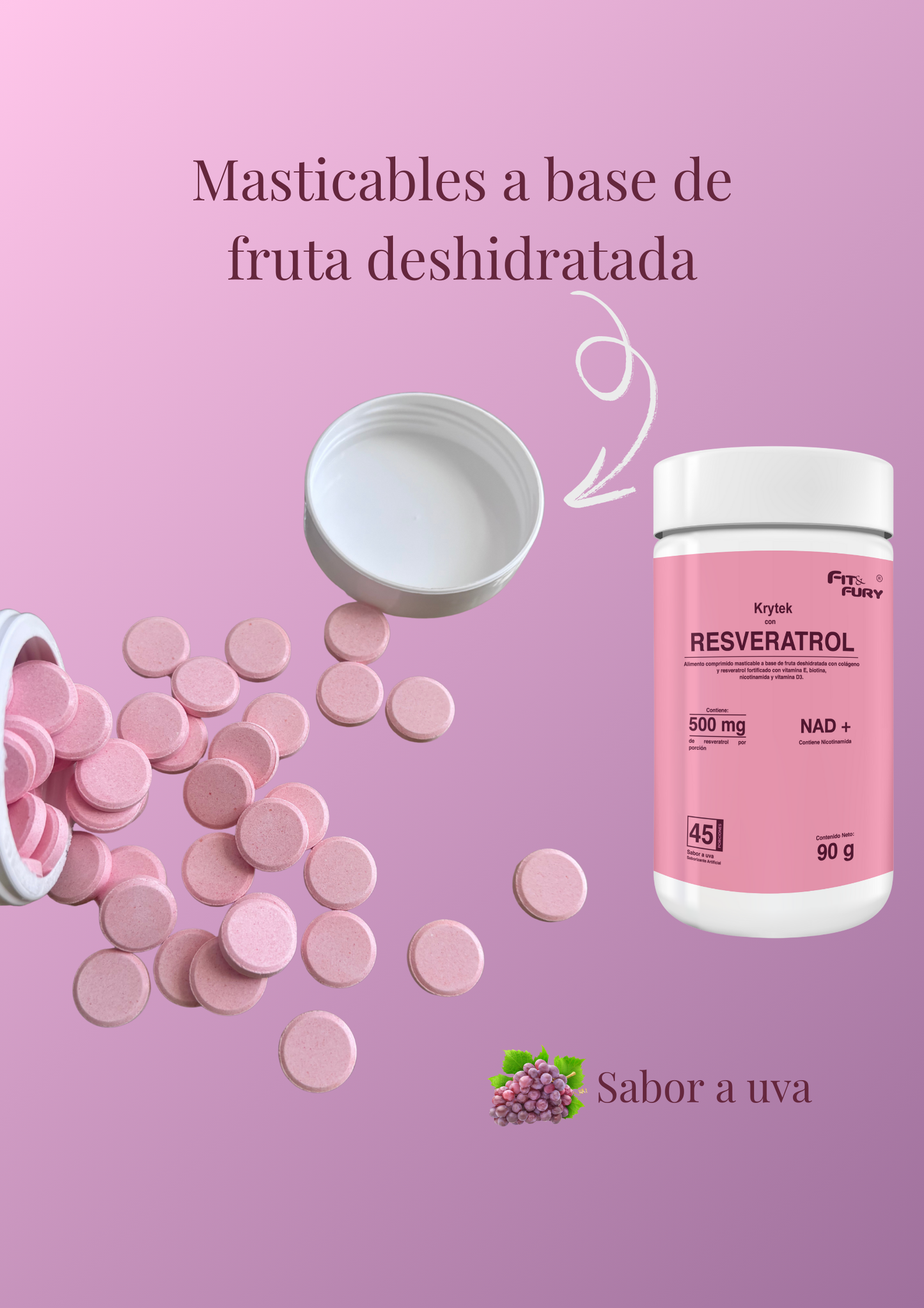 Resveratrol con colágeno hidrolizado•biotina•Nicotinamida•Vitamina E