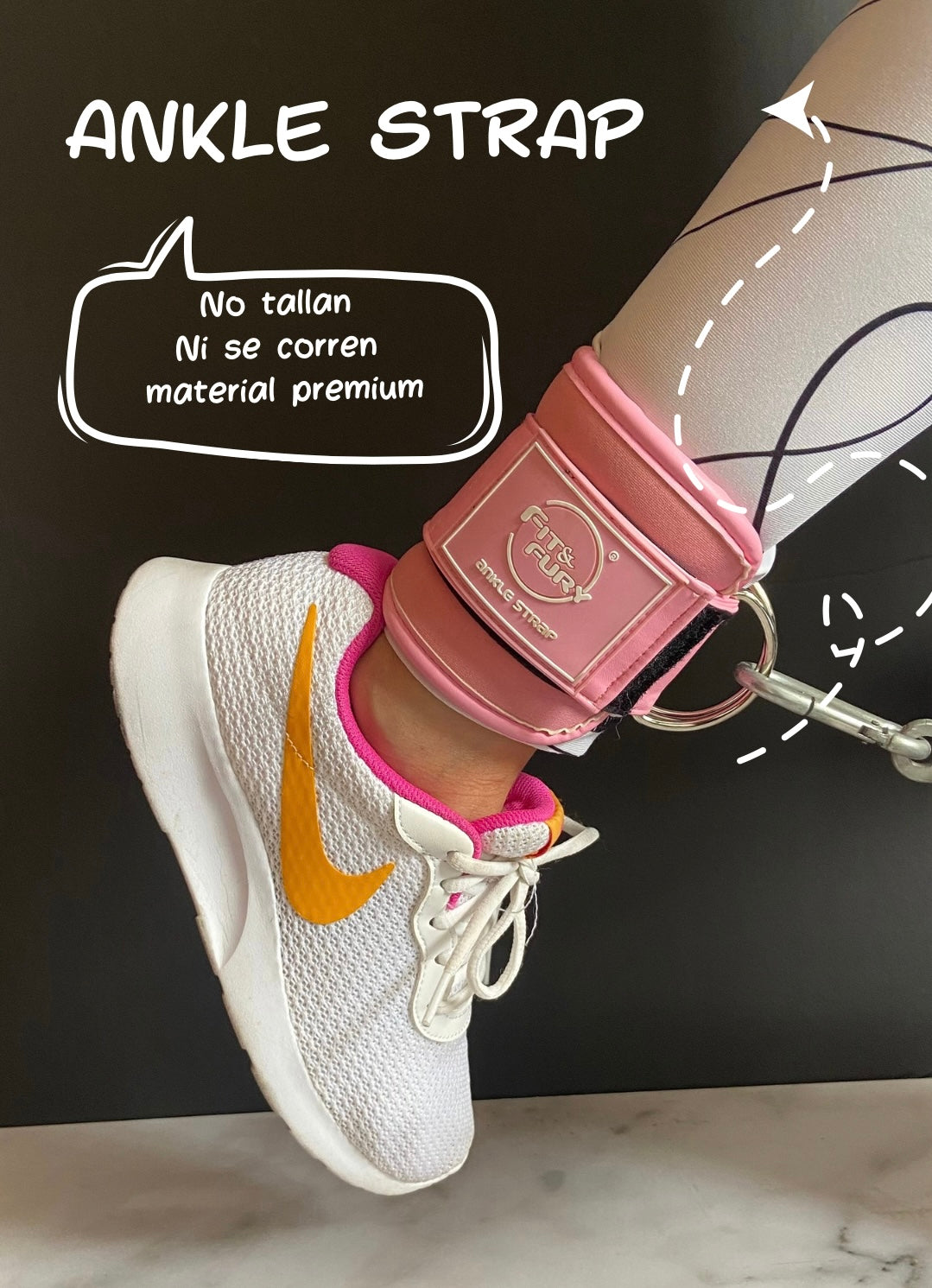 Tobilleras para polea baja | Correas gym polea| Ankle Straps Rosa Unique