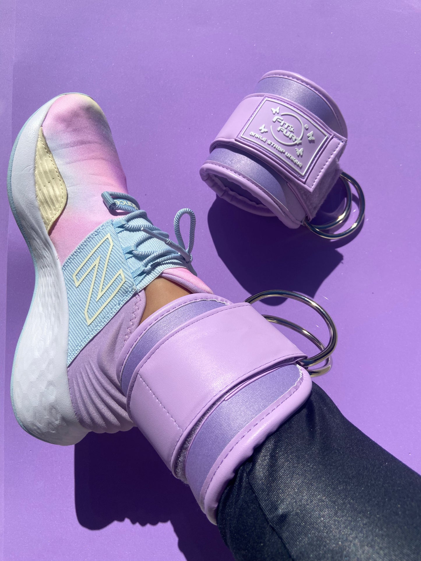Tobilleras para polea baja| Correas gym polea| Ankle Straps Unique Lila
