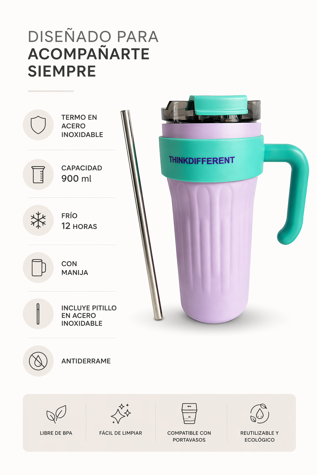 Termo de Acero Inoxidable 900 ml
