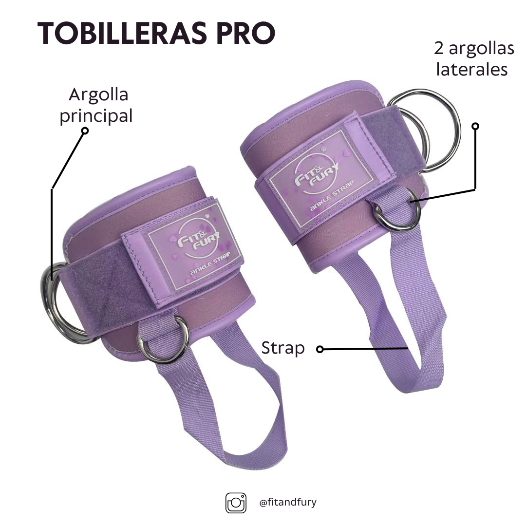 caracteristicas tobilleras gym polea en color morado