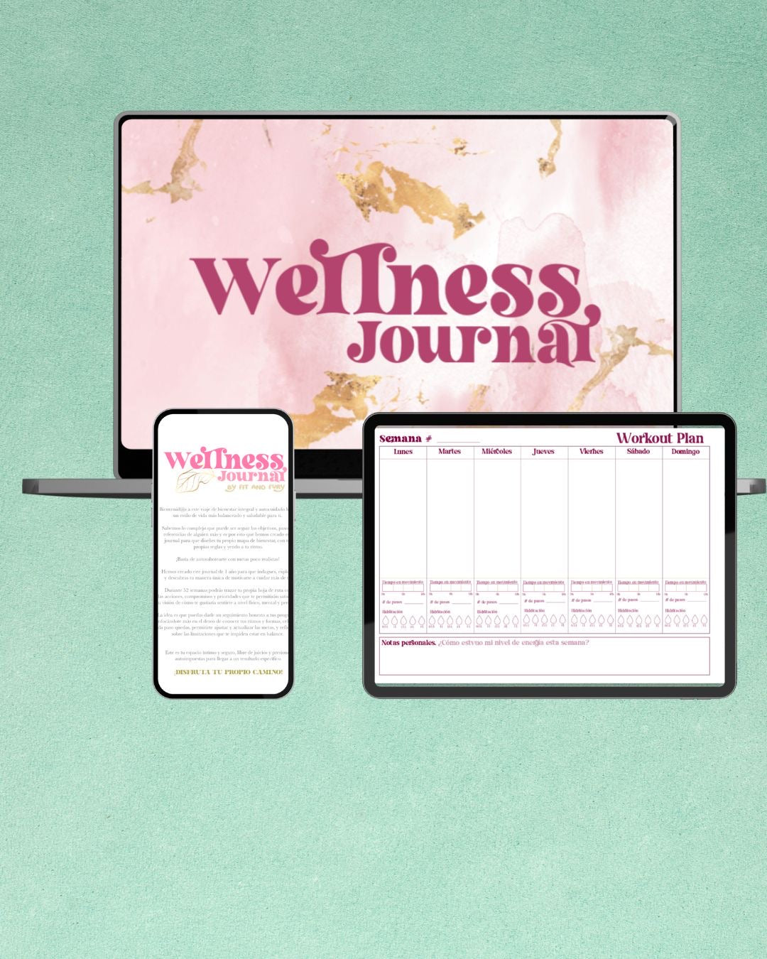 Guia digital de entrenamiento|Diario de bienestar fitness| Wellness Journal