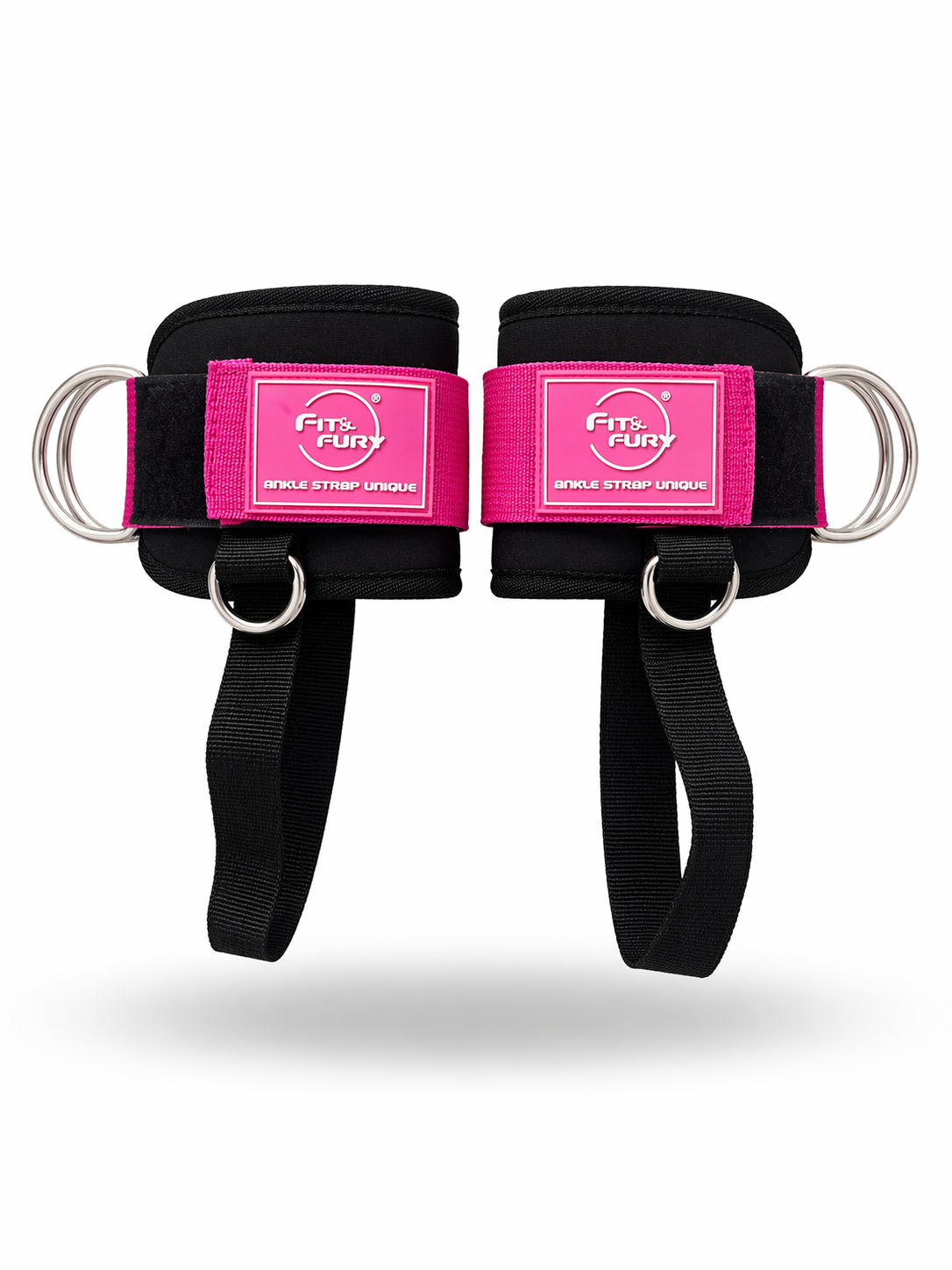 Tobilleras para la polea baja -Ankle Straps 3PRO -Negro con Rosa Barbie