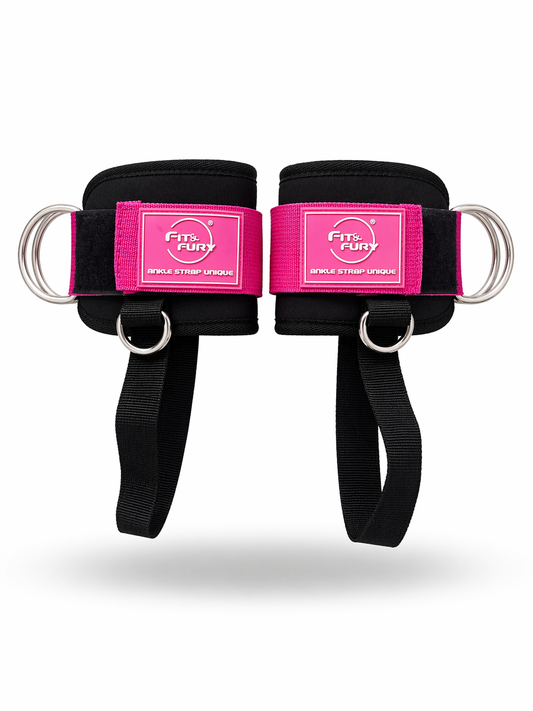 Tobilleras para la polea baja -Ankle Straps 3PRO -Negro con Rosa Barbie