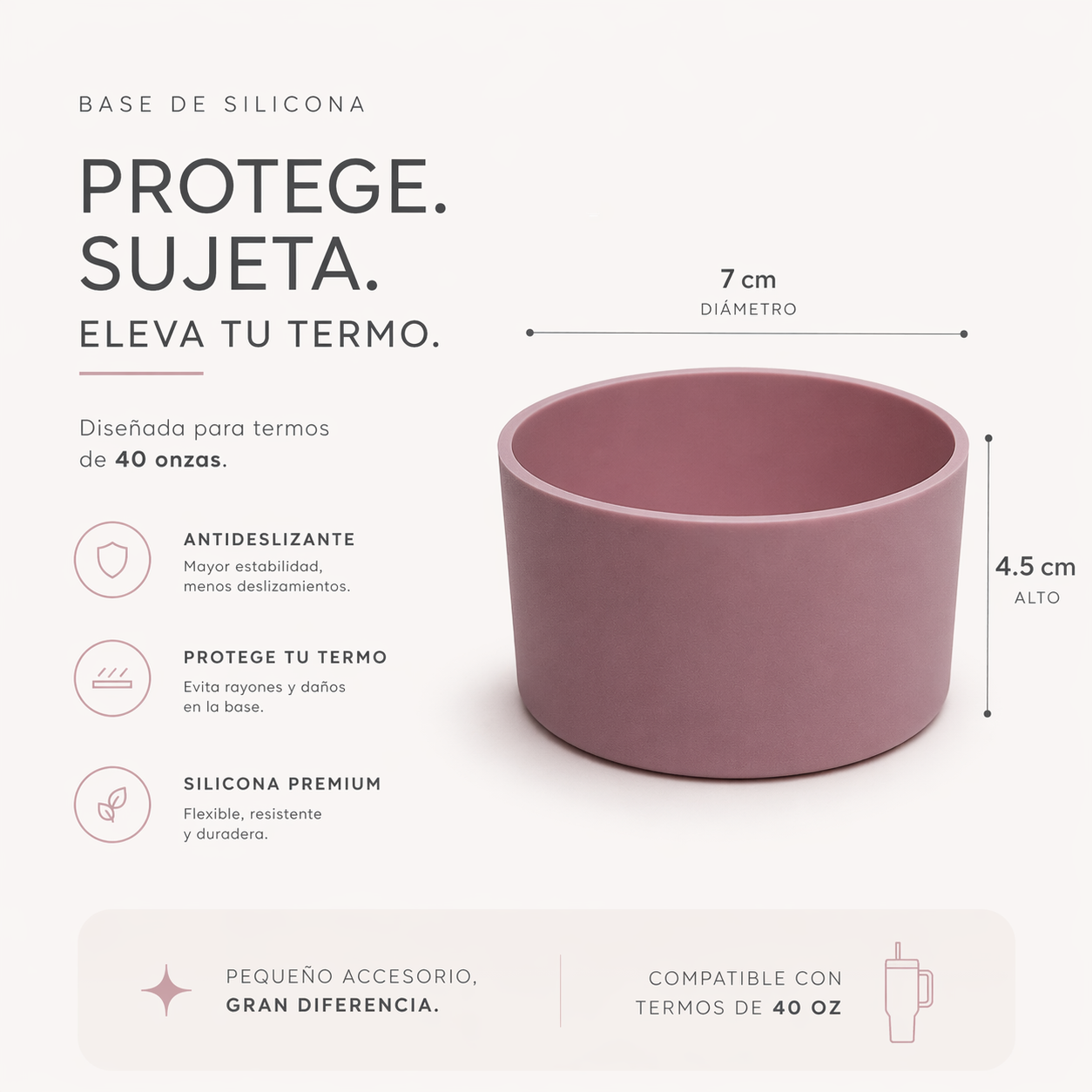 Base en Silicona  7 cm para Termos 40 onzas