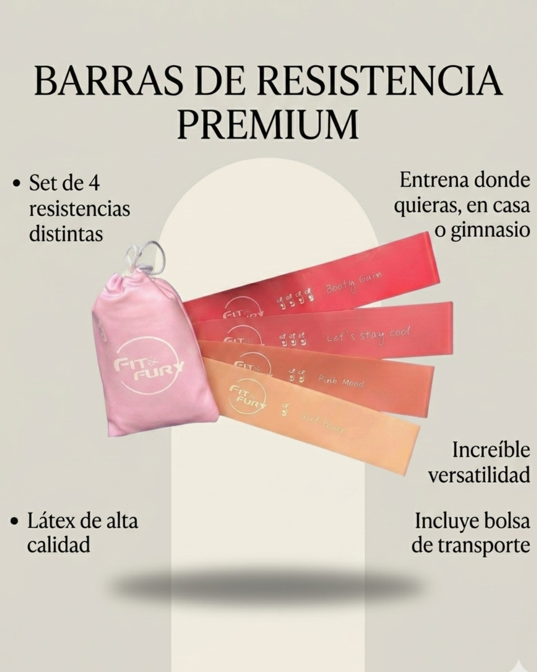 Set x 4 bandas elásticas de resistencia- Edición Motivación