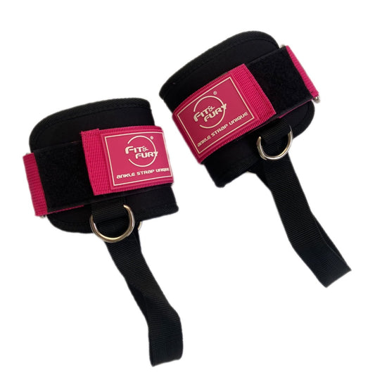 Ankle Straps 3PRO -Tobillera Polea baja Pro- Negro con Rosa Barbie