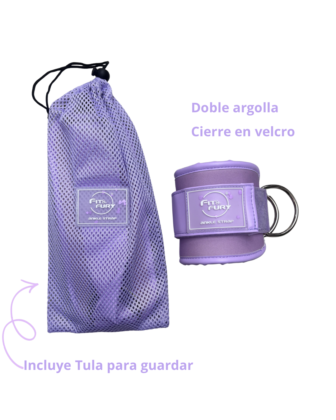 Tobilleras para polea baja| Correas gym polea| Ankle Straps Unique Lila