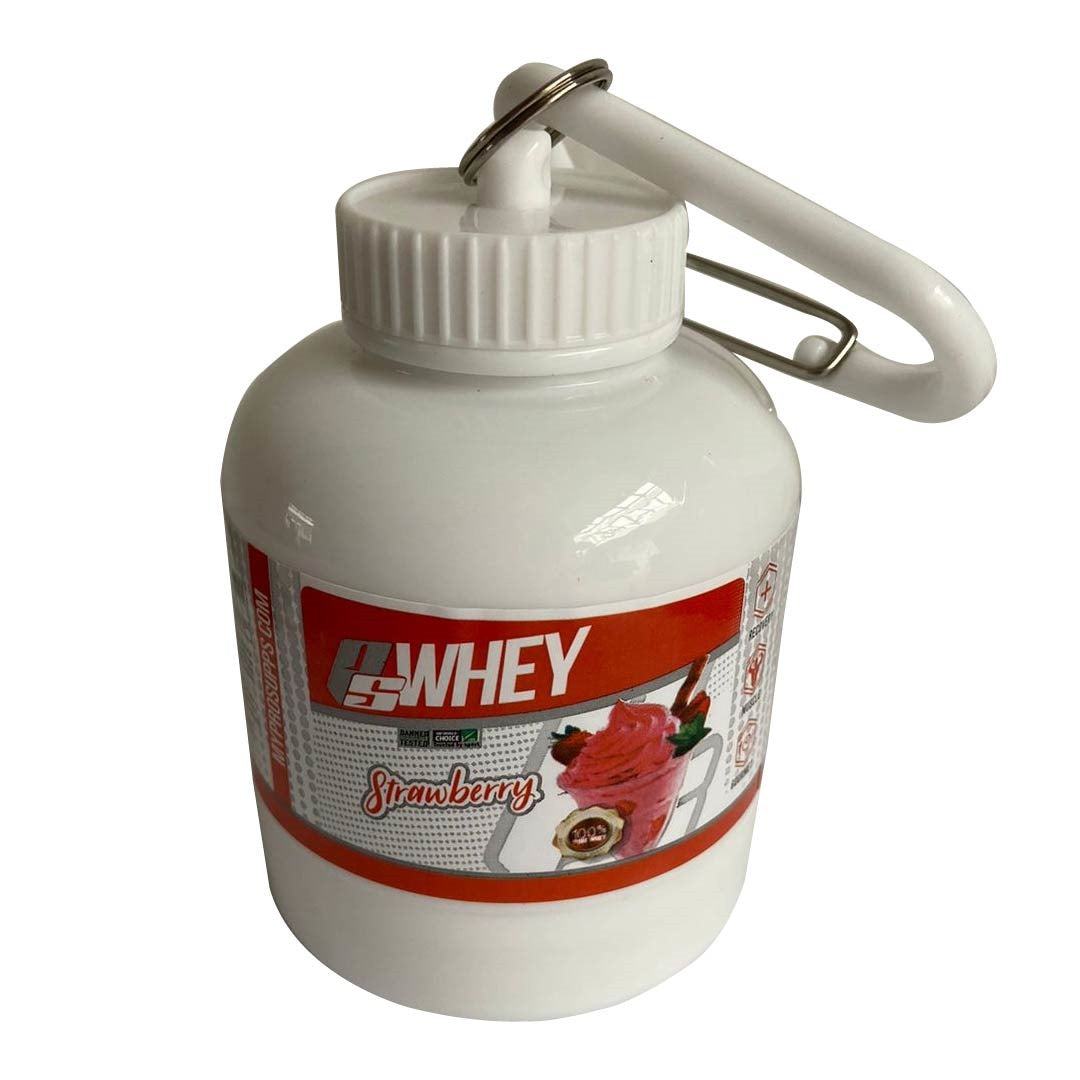 llavero porta proteina para vaso mezclador suplementos gym